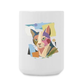 Abstrakte Katze im modernen Farbblock-Design - Große Tasse 440 ml - Weiß - Vorne