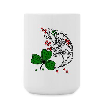 Wildblumen mit roten und grünen Beeren - Große Tasse 440 ml - Weiß - Vorne