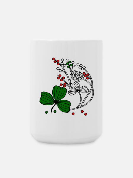 Wildblumen mit roten und grünen Beeren - Große Tasse 440 ml - Weiß