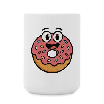 Cheerful Donut Cartoon Design - Large Mug 440 ml - white - Front