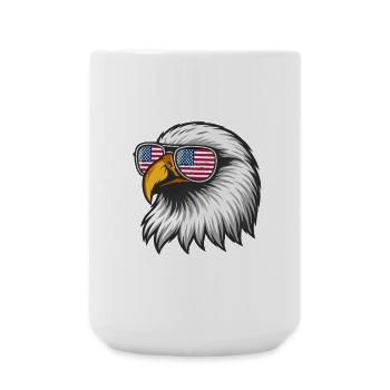 Aigle américain avec drapeau dans des lunettes - Grande tasse 440 ml - blanc - Devant