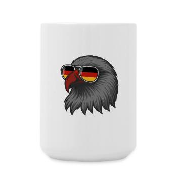Deutscher Adler mit Fahne in DE-Brille - Große Tasse 440 ml - Weiß - Vorne
