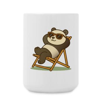 Relaxed panda with sunglasses in deck chair - Large Mug 440 ml - white - Front