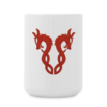 Red two-headed dragon - Large Mug 440 ml - white - Front