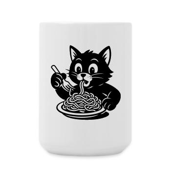 Katze iss Spagetti Meme - Große Tasse 440 ml - Weiß - Vorne