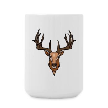 Hirschkopf Braun Auf Schwarz - Große Tasse 440 ml - Weiß - Vorne