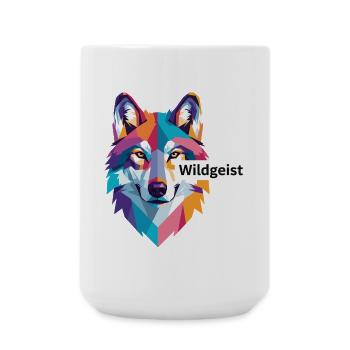 Colored Wolf Head "Wild Spirit" - Large Mug 440 ml - white - Front