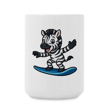 Cooles Zebra Surfer Strand Outfit Schwimmer Kids - Große Tasse 440 ml - Weiß - Vorne