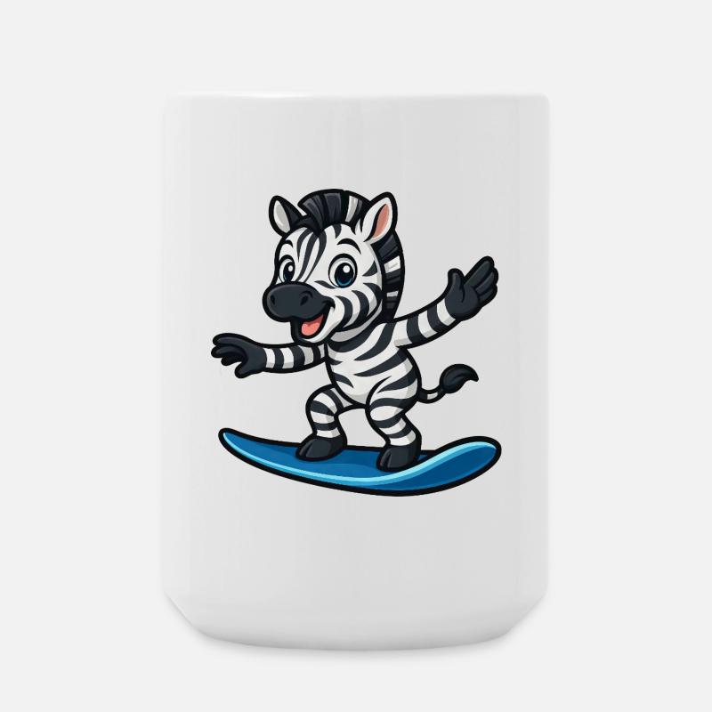 Cooles Zebra Surfer Strand Outfit Schwimmer Kids - Große Tasse 440 ml - Weiß