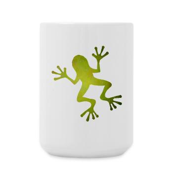 Grüne Frosch Silhouette in Tropen-Optik - Große Tasse 440 ml - Weiß - Vorne