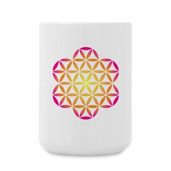 Flower of Life Gradient Namaste om spirituell - Large Mug 440 ml - white - Front