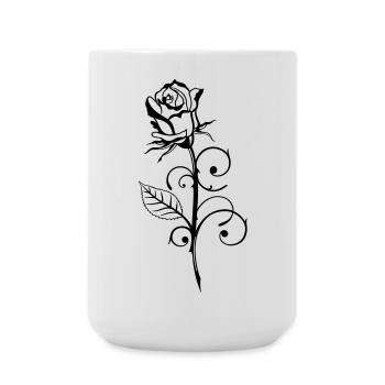 Beautiful rose with leaf - Large Mug 440 ml - white - Front