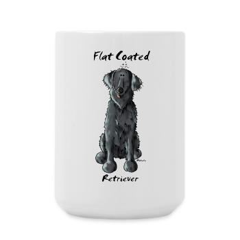 Witziger Flat Coated Retriever - Hund - Große Tasse 440 ml - Weiß - Vorne