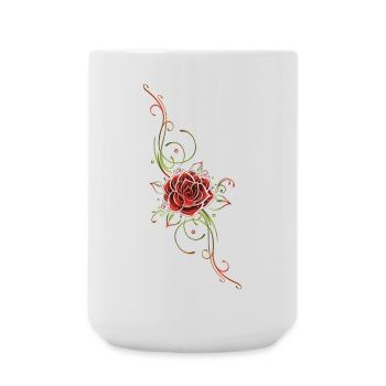Filigranes Tribal mit Rosenblüte, rose - Große Tasse 440 ml - Weiß - Vorne
