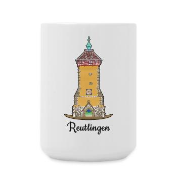 Reutlingen, Tübinger Tor, Deutschland, Zeichnung - Große Tasse 440 ml - Weiß - Vorne