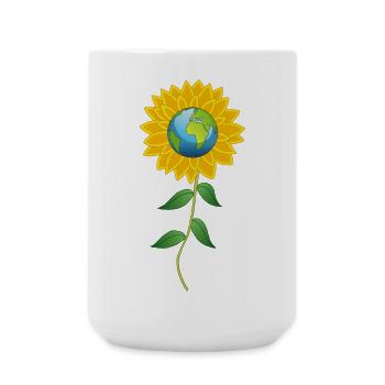 Planet Earth and sunflower - Large Mug 440 ml - white - Front