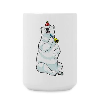 Eisbär Geburtstag Tröte - Große Tasse 440 ml - Weiß - Vorne