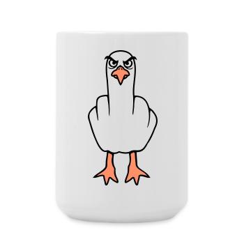 Möwe Mittelfinger Beleidigung Stinkefinger frech - Große Tasse 440 ml - Weiß - Vorne