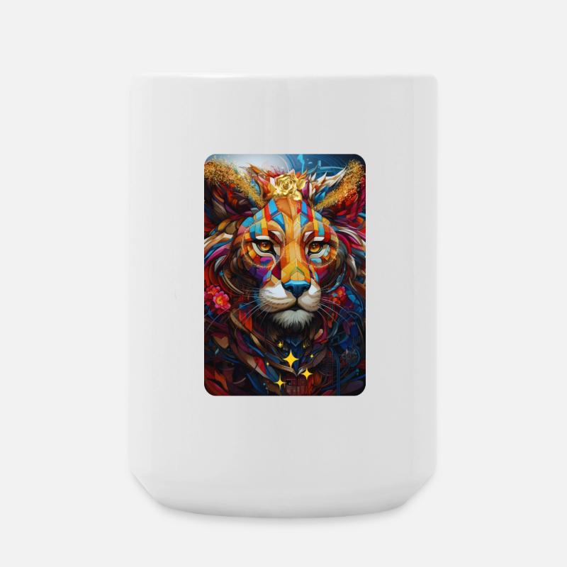 Löwe Pop Art - Große Tasse 440 ml - Weiß