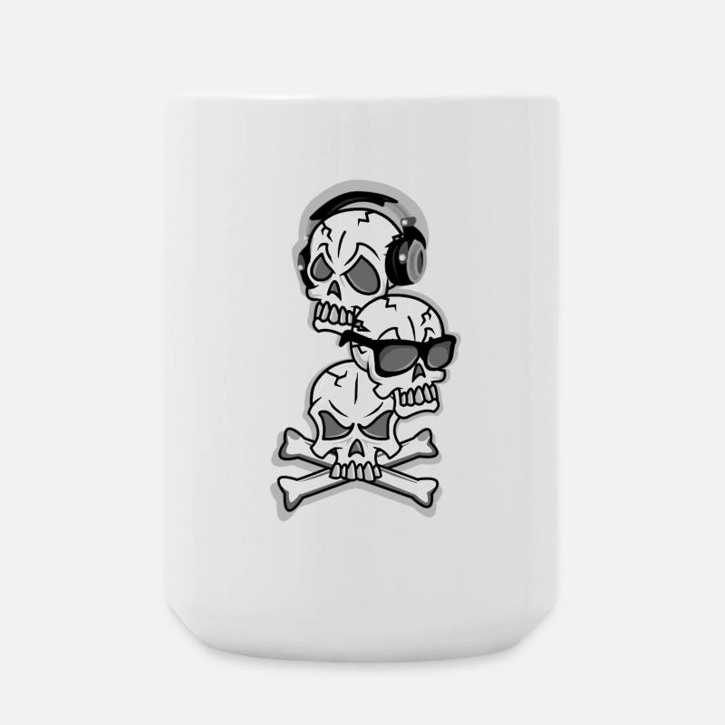 Three skulls, hear, see and speak no evil - Large Mug 440 ml - white