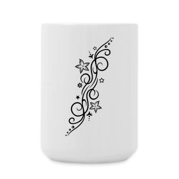 Tattoo ornament with flowers and stars. - Large Mug 440 ml - white - Front
