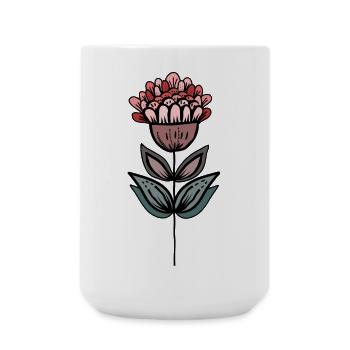 Handgezeichnete Blütenoase - Große Tasse 440 ml - Weiß - Vorne
