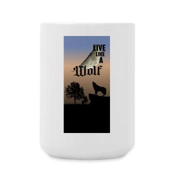 Live like a wolf - Large Mug 440 ml - white - Front