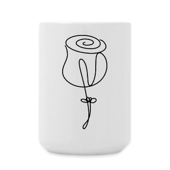 Fleur de rose minimaliste dessinée à la main - Grande tasse 440 ml - blanc - Devant