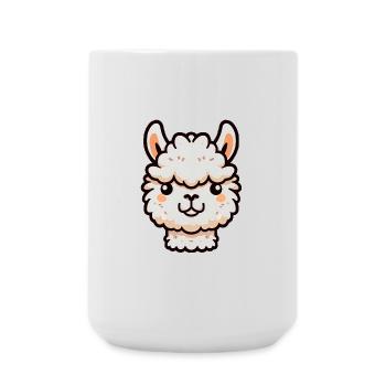 Alpaka Lama Kopf Comic Cartoon - Große Tasse 440 ml - Weiß - Vorne