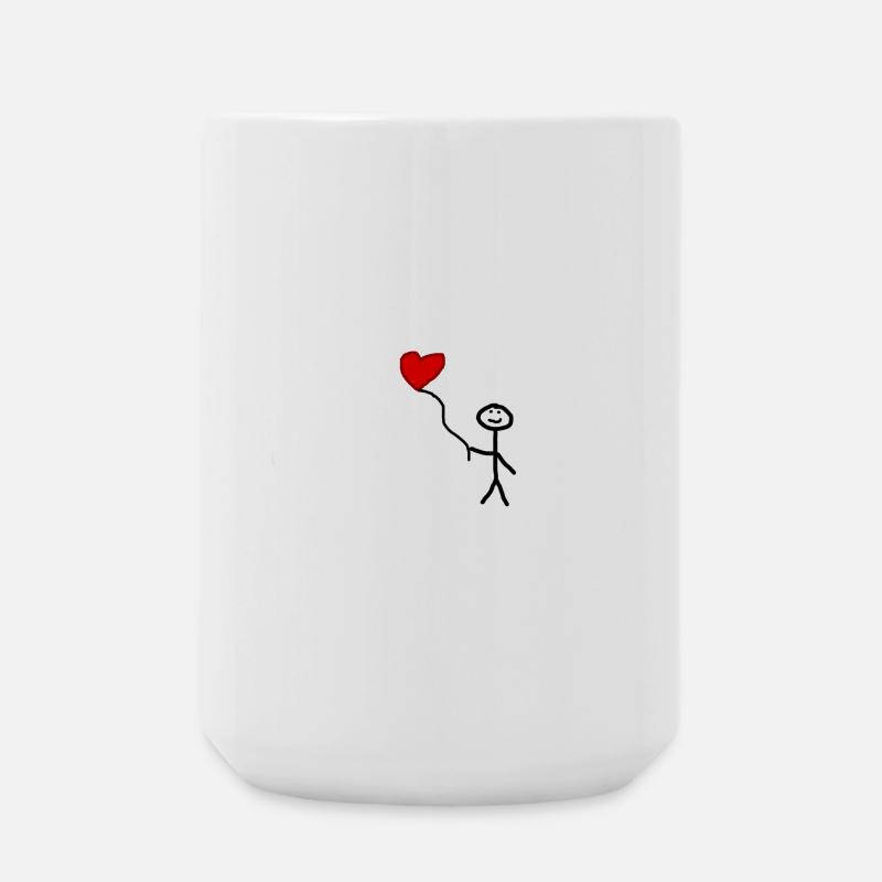 Strichfigur mit Herz Luftballon - Große Tasse 440 ml - Weiß
