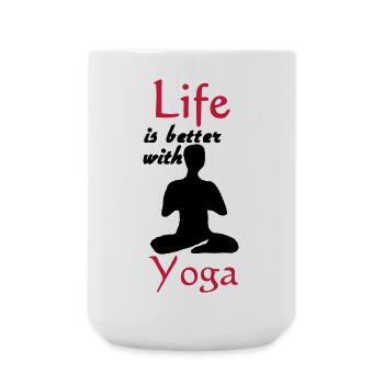 Yoga Life Life Saying Sports Fitness Cadeau - Grande tasse 440 ml - blanc - Devant