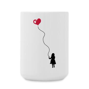 Kleines Kind mit Herz Luftballon - Große Tasse 440 ml - Weiß - Vorne
