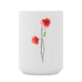 Blume: roter Mohn - Große Tasse 440 ml - Weiß - Vorne