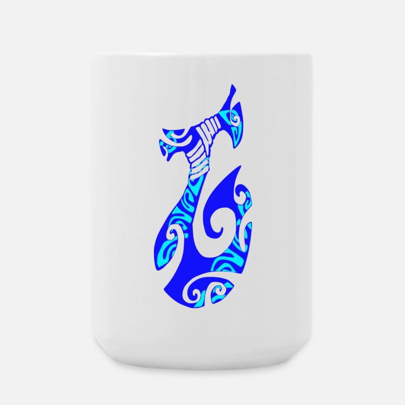 MATAU - Blue (Polynesian hook) - Large Mug 440 ml - white