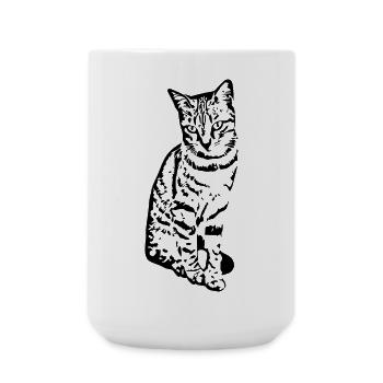Katze Kätzchen Tigerkatze Katzenshirt Geschenk - Große Tasse 440 ml - Weiß - Vorne
