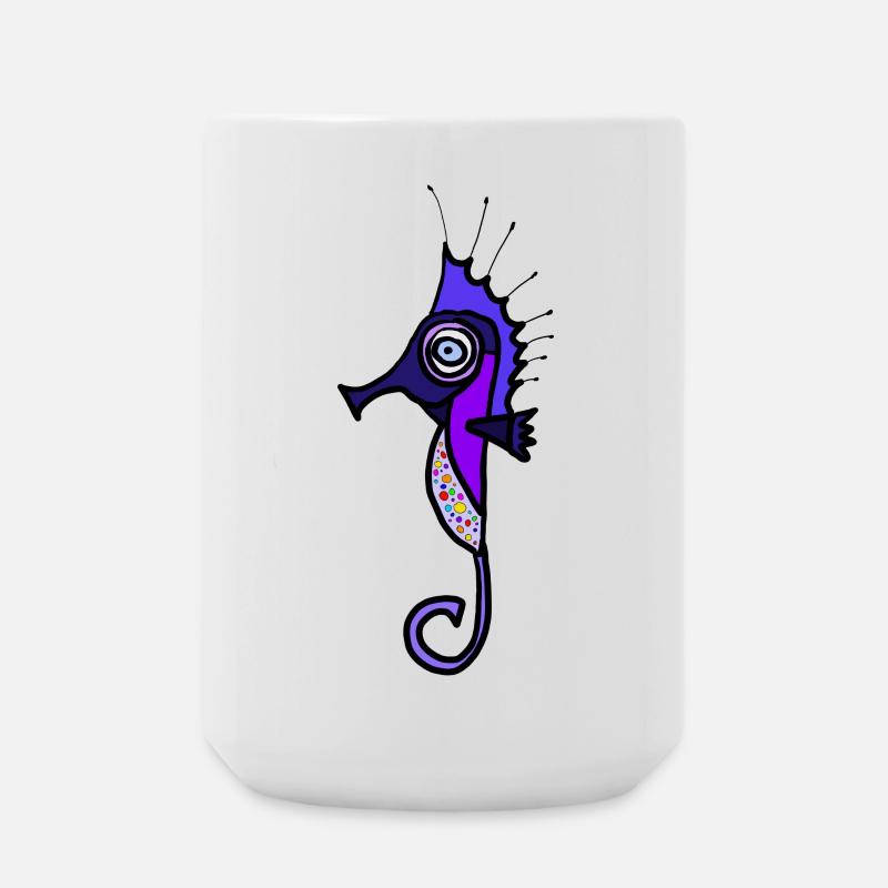 Lila Seepferdchen Neonpunkte - Große Tasse 440 ml - Weiß