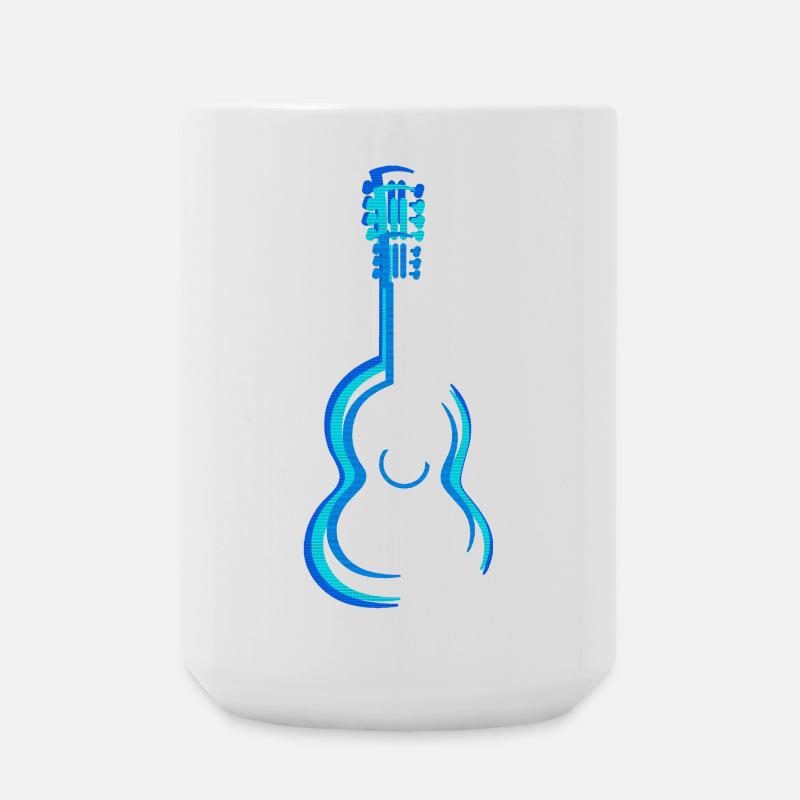 Blue Acoustic Classical Guitar Graphics - Large Mug 440 ml - white
