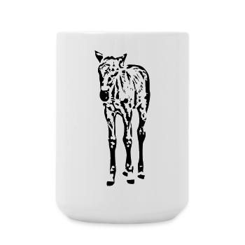 Pferde T-shirt Geschenk Reiter  - Große Tasse 440 ml - Weiß - Vorne