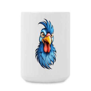 Ein blau-gefiederter Hahn - Große Tasse 440 ml - Weiß - Vorne