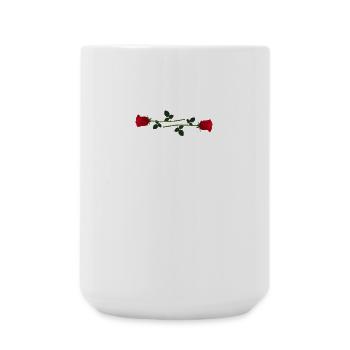 Ange avec des roses et une croix sur le fond du texte - Grande tasse 440 ml - blanc - Devant
