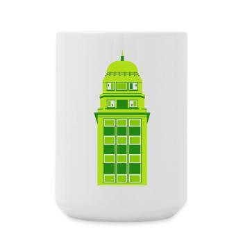 Retro Green Tower Clock - Large Mug 440 ml - white - Front