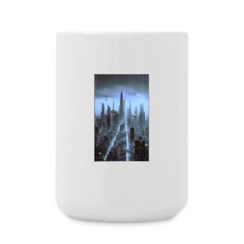Futuristische Stadtlandschaft bei Nacht - Große Tasse 440 ml - Weiß - Vorne
