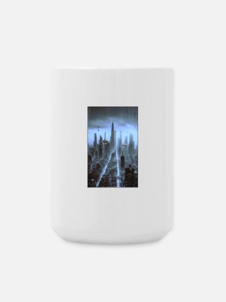 Futuristic cityscape at night - Large Mug 440 ml - white