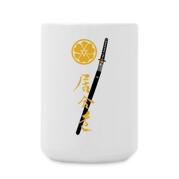 Iaido Kanji Katana & Mon - Große Tasse 440 ml - Weiß - Vorne