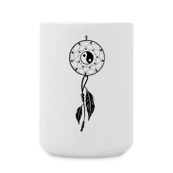 Dreamcatcher with feather and Yin & Yang - Large Mug 440 ml - white - Front
