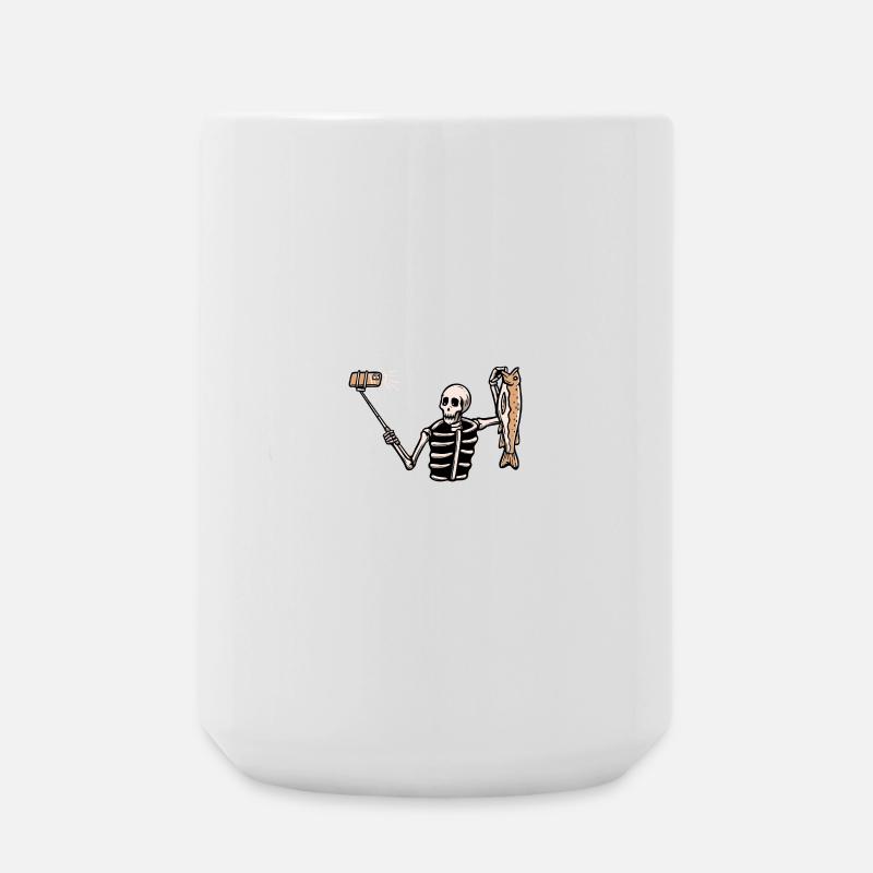Selfie de squelette de pêche - Grande tasse 440 ml - blanc