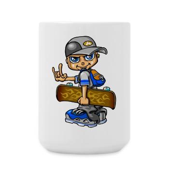 Skater boy and flames - Large Mug 440 ml - white - Front