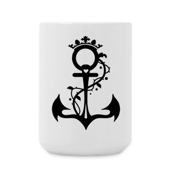 Der stilisierte Anker - Glaube Liebe Hoffnung - Große Tasse 440 ml - Weiß - Vorne