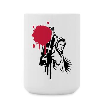 A sprayer with spray can in graffiti style - Large Mug 440 ml - white - Front