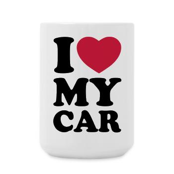 I love my car - Ich liebe mein Auto - Große Tasse 440 ml - Weiß - Vorne